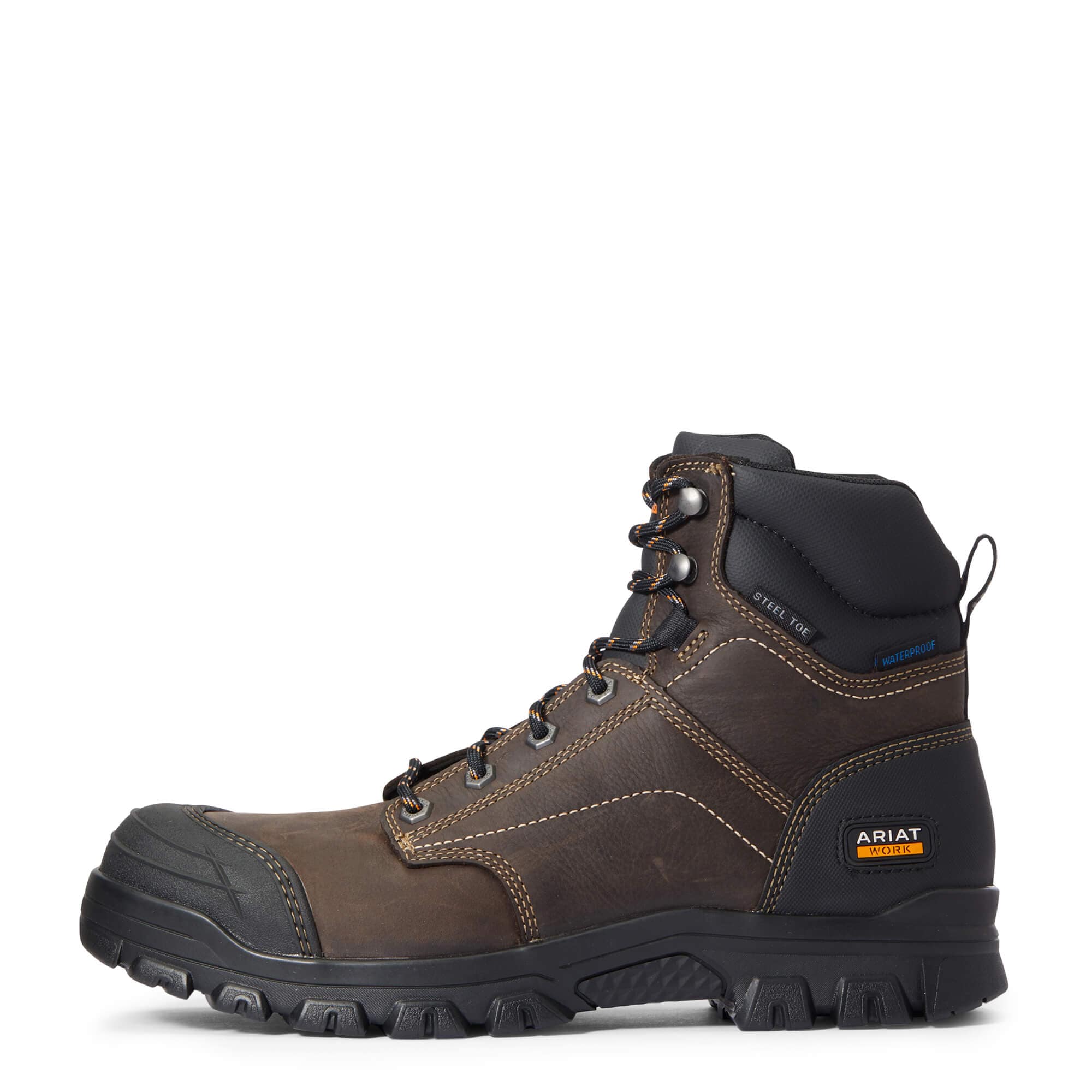 Ariat Men's Treadfast Dark Brown Waterproof Steel Toe Work Boots 10034673 - Image 4