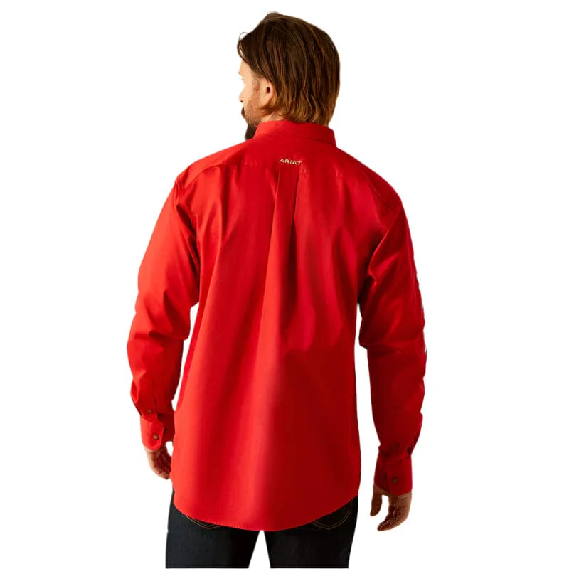 Ariat Men's Team Logo Red Twill Classic Fit Shirt 10055236 - Image 2