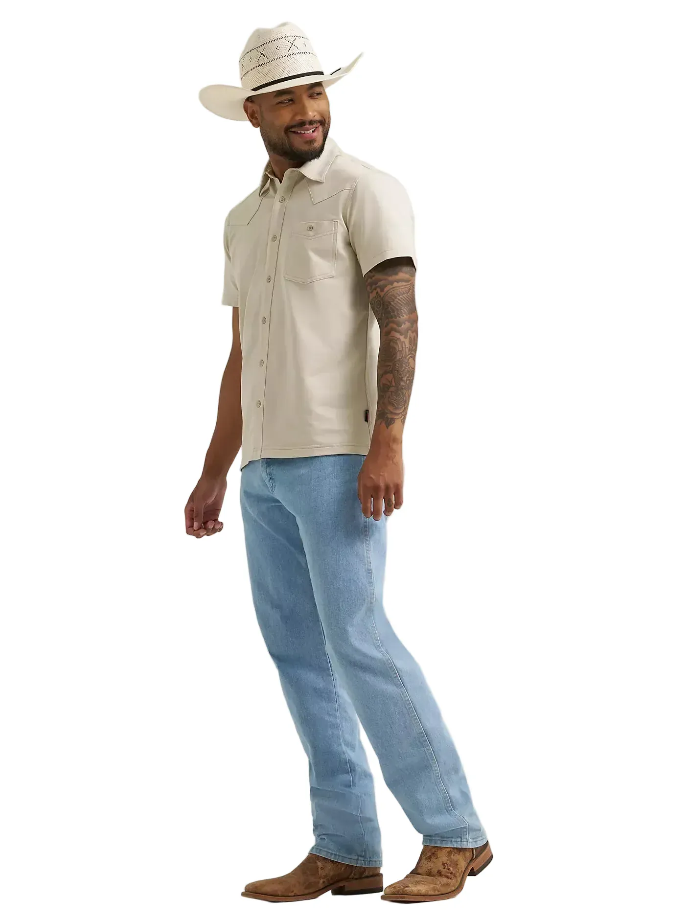Wrangler Men's Pelican Off White All Terrain Performance Knit Shirt 112375184 - Image 2