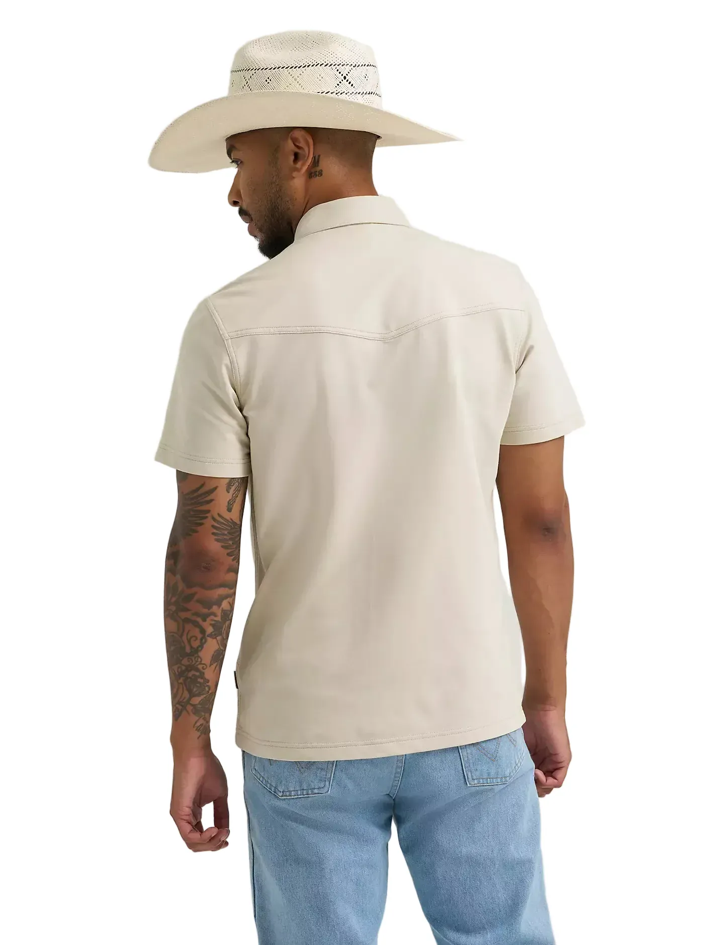 Wrangler Men's Pelican Off White All Terrain Performance Knit Shirt 112375184 - Image 4