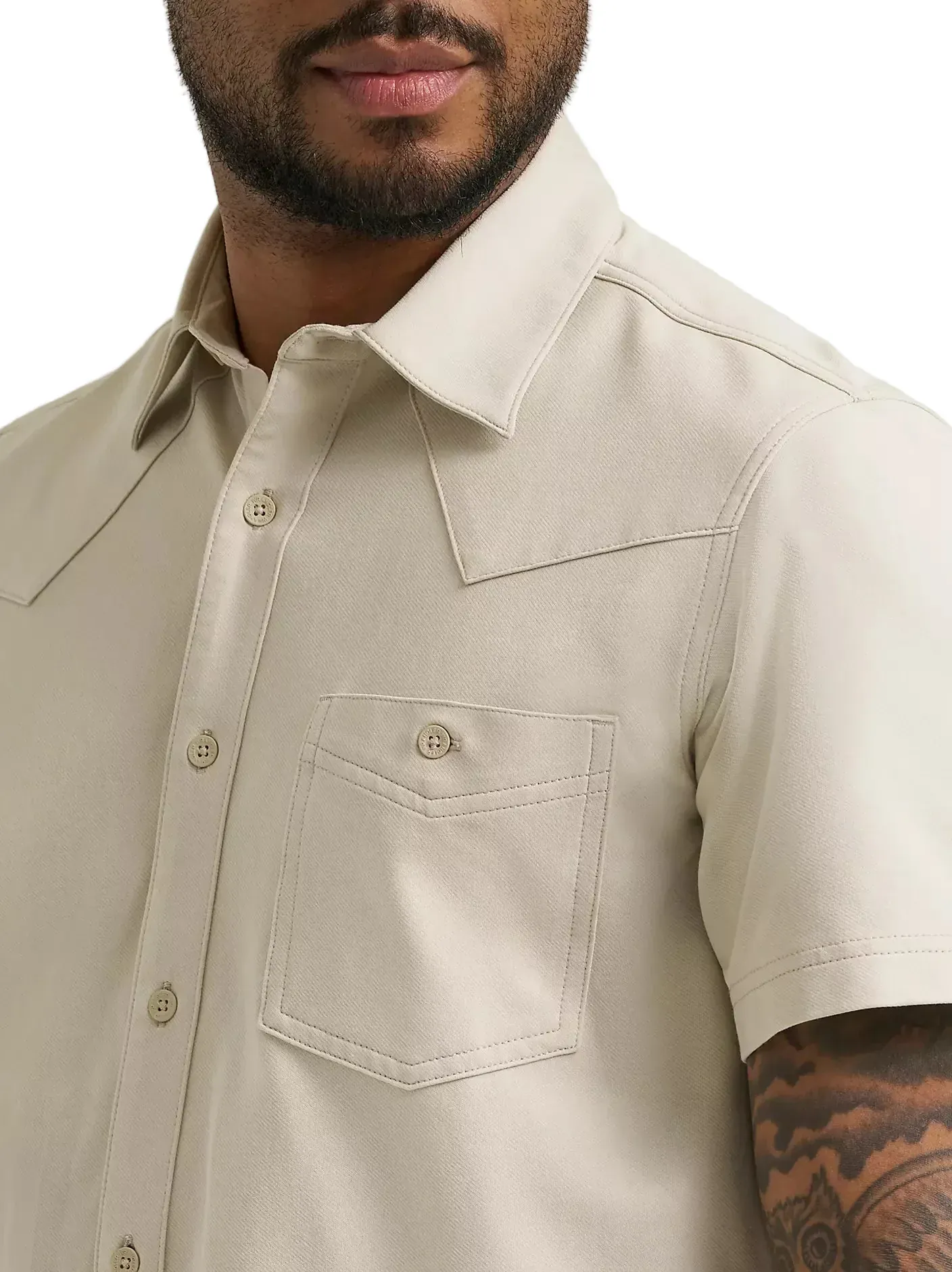 Wrangler Men's Pelican Off White All Terrain Performance Knit Shirt 112375184 - Image 5