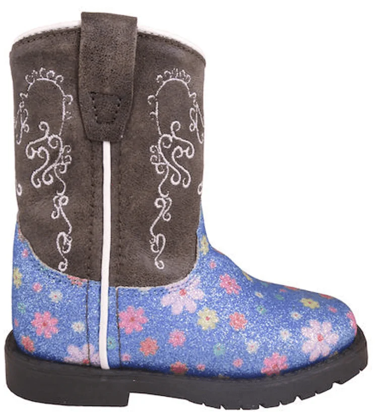 Smoky Mountain Girls Toddler Autry Blue Brown Leather Western Boots 3226T