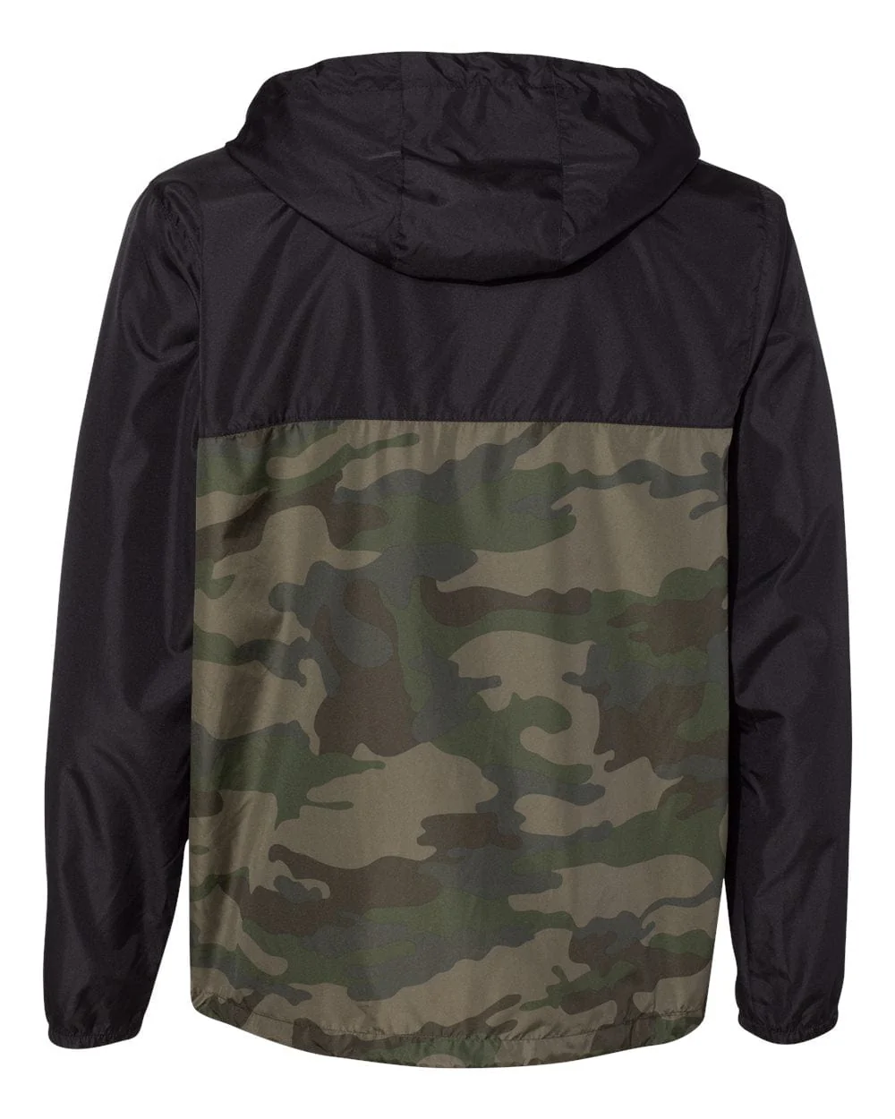 AF Waterfowl Camo and Black Lightweight Full Zip Pullover Windbreaker Jacket - Water Resistant - Image 2