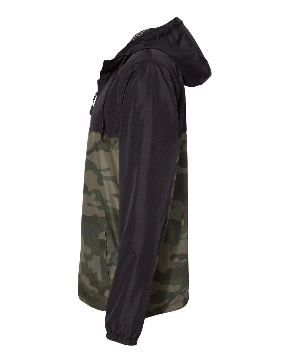 AF Waterfowl Camo and Black Lightweight Full Zip Pullover Windbreaker Jacket - Water Resistant - Image 3