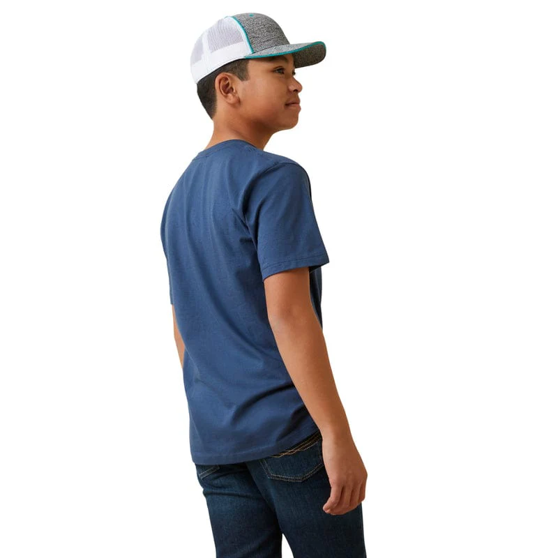 Ariat Boys Cowboy Planks Light Navy Graphic T-Shirt 10047653 - Image 2