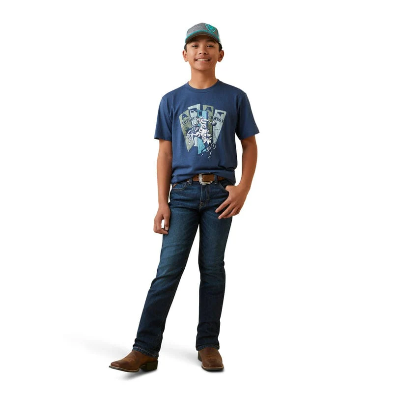 Ariat Boys Cowboy Planks Light Navy Graphic T-Shirt 10047653 - Image 3