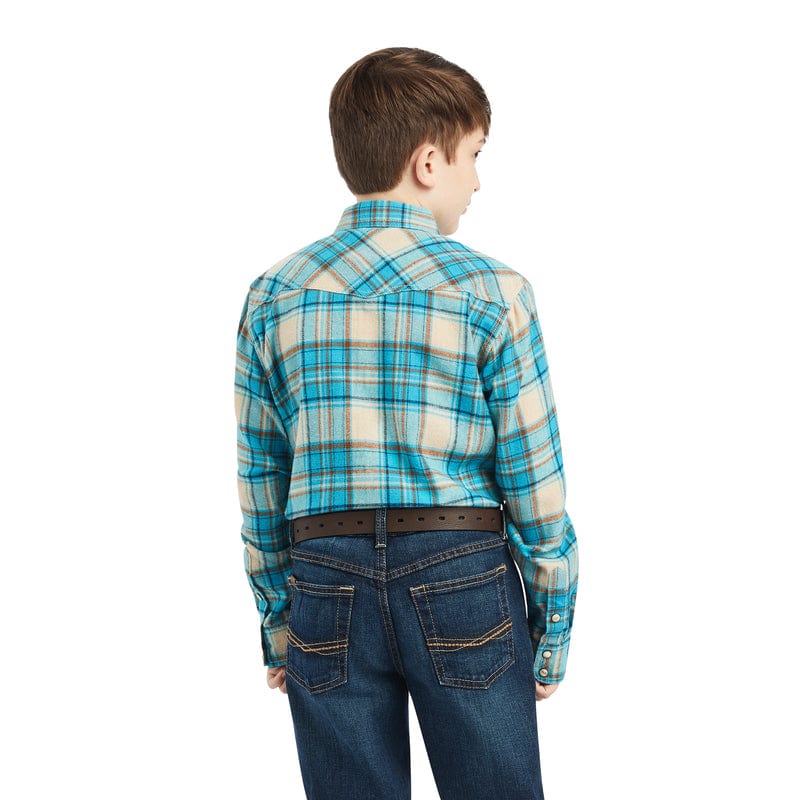 Ariat Boys Handley Sylvan Teal Retro Fit Long Sleeve Snap Shirt 10042318 - Image 3