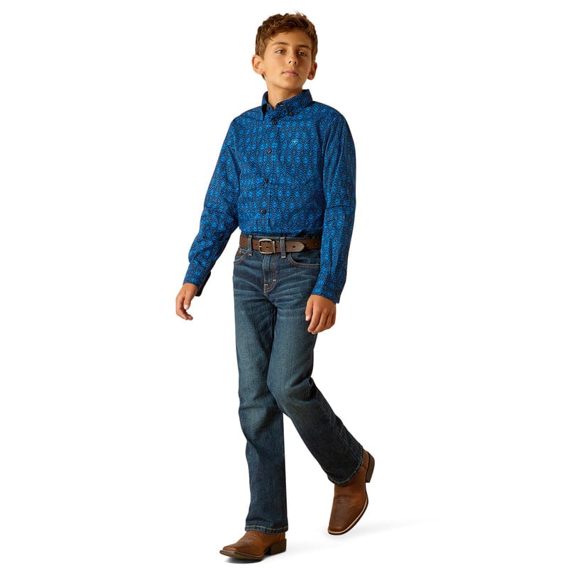 Ariat Boys Pascual Directoire Blue Classic Fit Long Sleeve Shirt 10048659 - Image 4