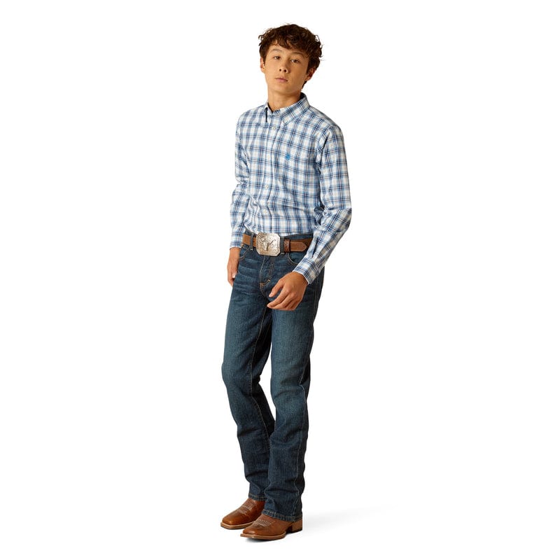 Ariat Boys Pro Series Phoniex Blue Classic Fit Long Sleeve Shirt 10048656 - Image 3
