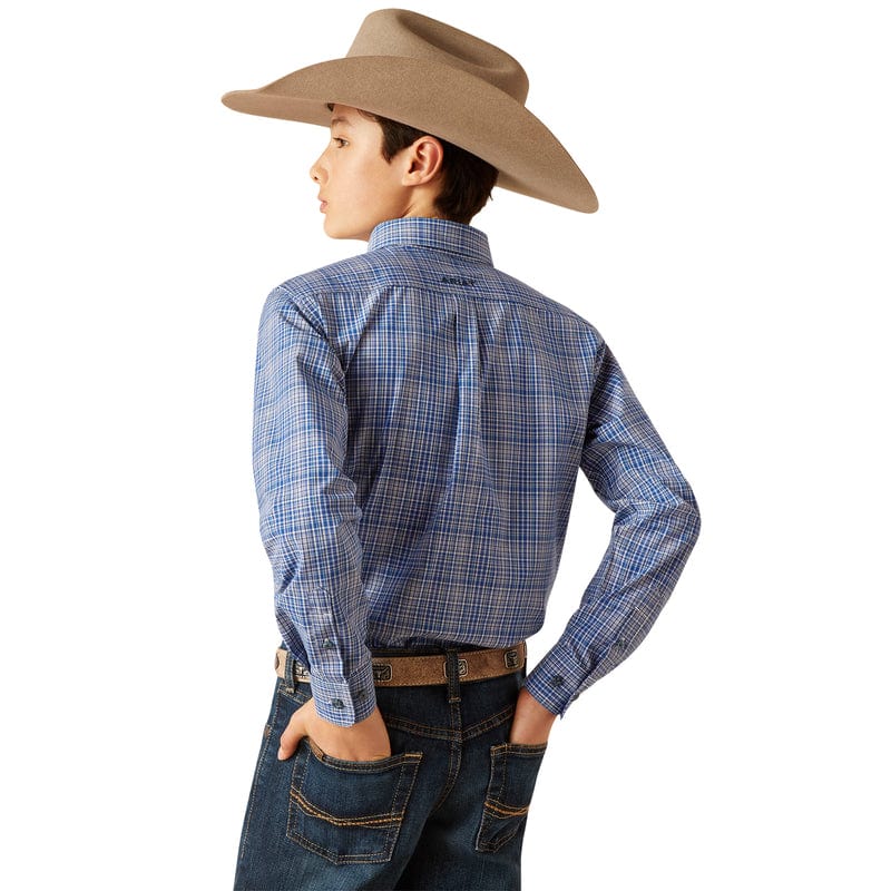 Ariat Boys Pro Series Pitt True Blue Classic Fit Long Sleeve Shirt 10047297 - Image 2