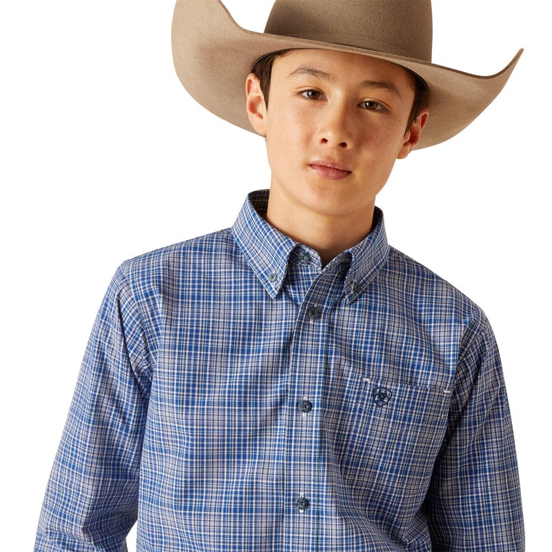 Ariat Boys Pro Series Pitt True Blue Classic Fit Long Sleeve Shirt 10047297 - Image 4