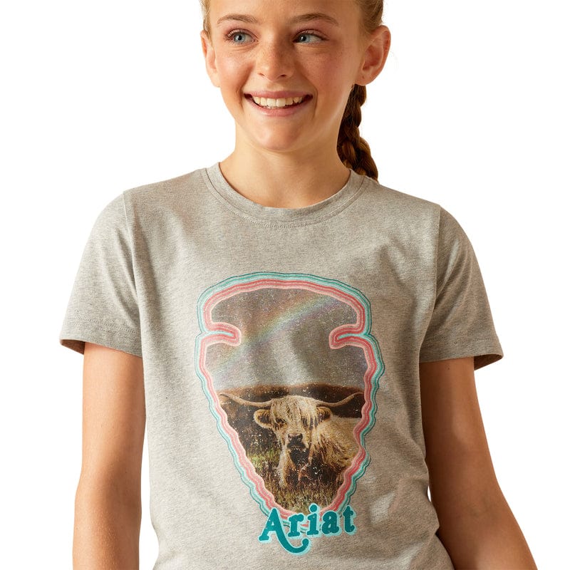 Ariat Girls Arrowhead Heather Grey Short Sleeve Graphic T-Shirt 10048588 - Image 2