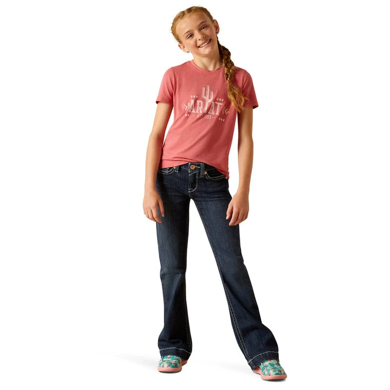 Ariat Girls Cactus Slate Rose Graphic T-Shirt 10048593 - Image 4
