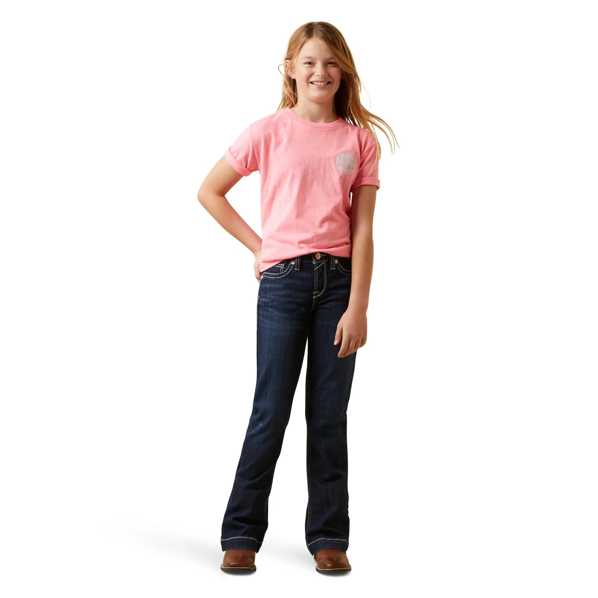 Ariat Girls Groovy Pink Tee 10045458 - Image 3