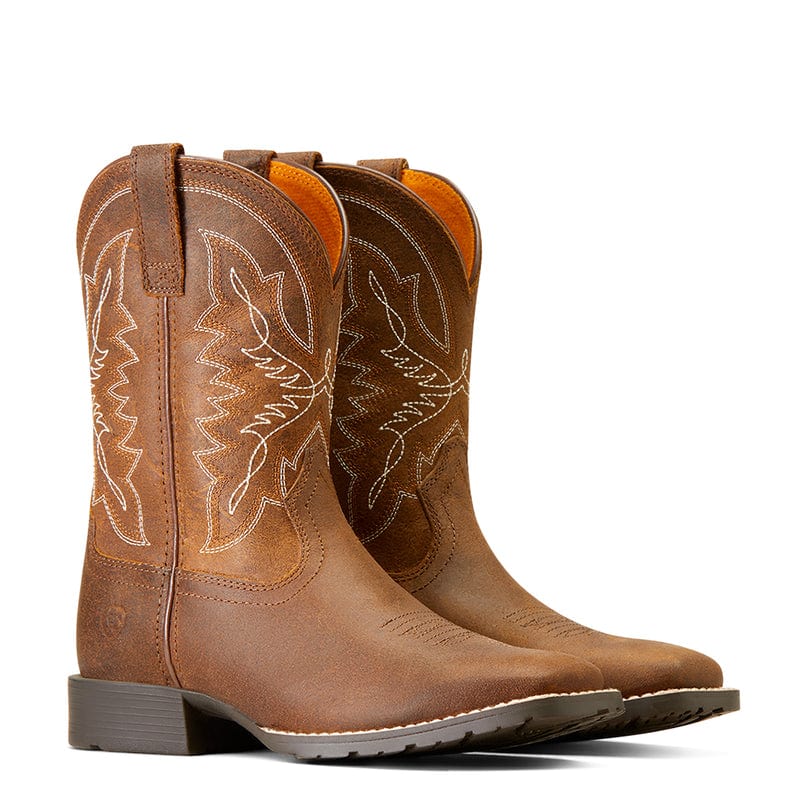 Ariat Kids Hybird Rancher Distressed Tan Square Toe Western Boot 10047034 - Image 3