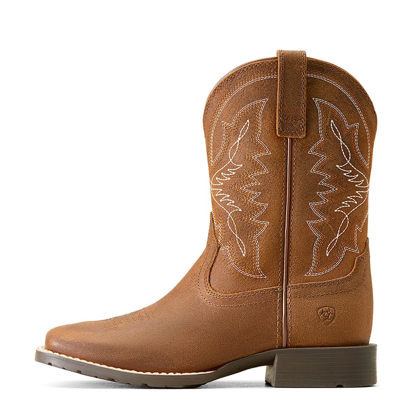 Ariat Kids Hybird Rancher Distressed Tan Square Toe Western Boot 10047034 - Image 4