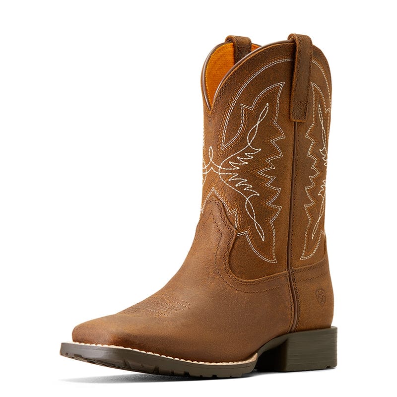 Ariat Kids Hybird Rancher Distressed Tan Square Toe Western Boot 10047034 - Image 8