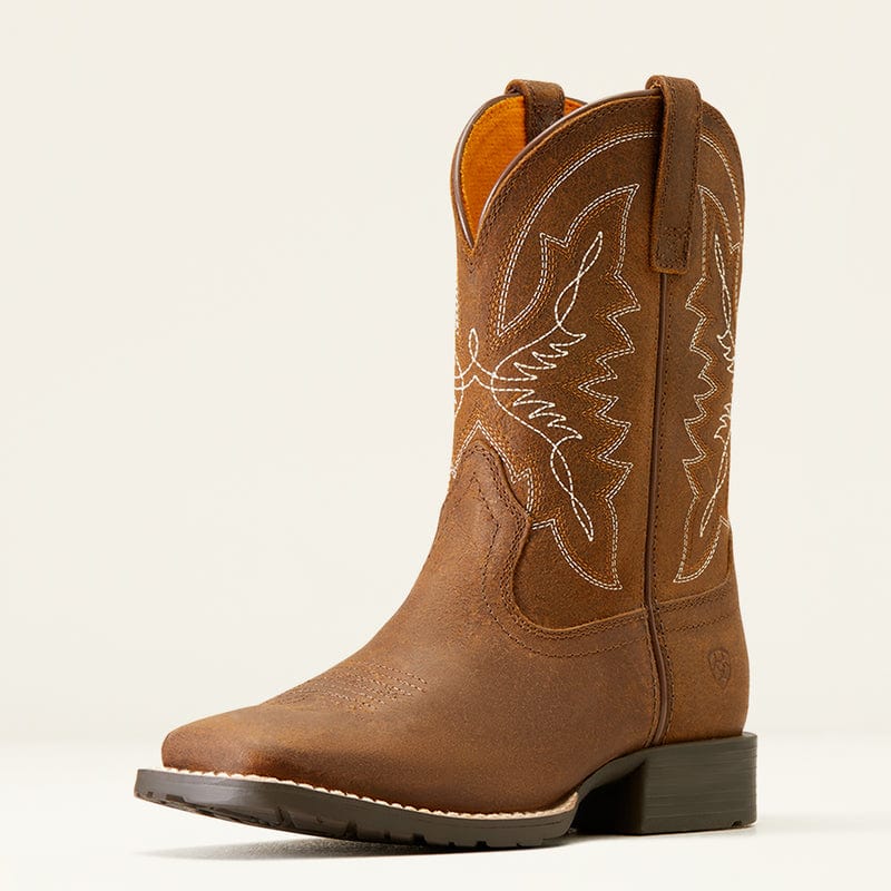 Ariat Kids Hybird Rancher Distressed Tan Square Toe Western Boot 10047034 - Image 9