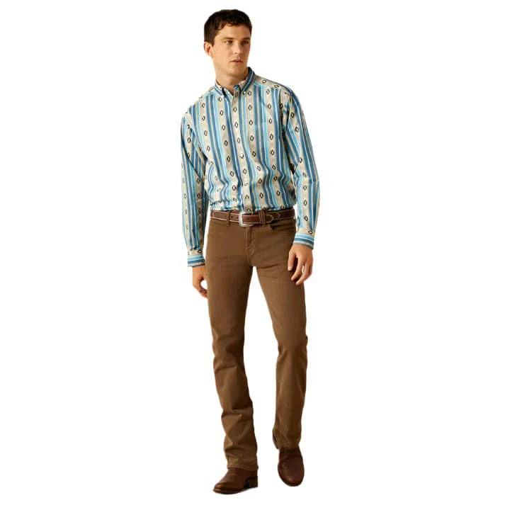Ariat Men's Shiloh Khaki Aztec Stripe Button Down Western Shirt 10058969 - Image 3