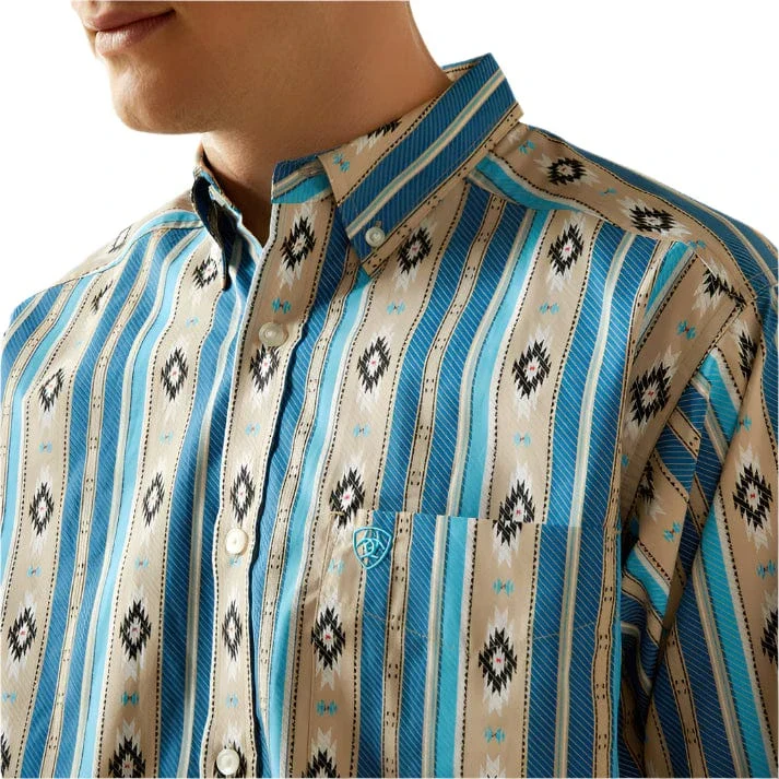 Ariat Men's Shiloh Khaki Aztec Stripe Button Down Western Shirt 10058969 - Image 4