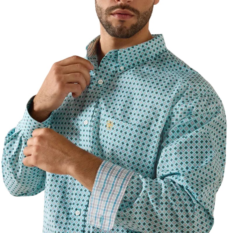 Ariat Men's Angel Blue Geo Print Wrinkle Free Andy Western Shirt 10071027 - Image 4
