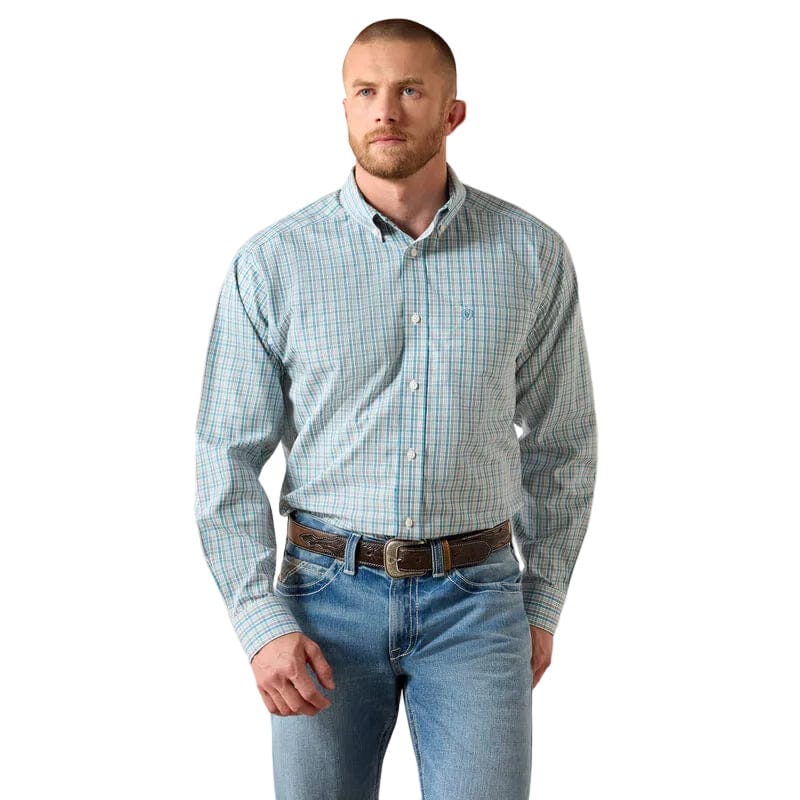 Ariat Men's Angel Blue Plaid Wrinkle Free Antonio Western Shirt 10071028