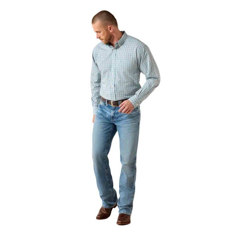 Ariat Men's Angel Blue Plaid Wrinkle Free Antonio Western Shirt 10071028 - Image 3