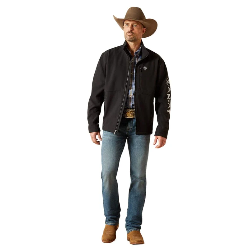 Ariat Men's Black Logo Full Zip Softshell Jacket 10062578 - Image 3