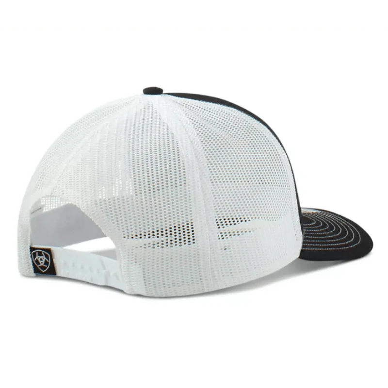 Ariat Men's Black USA Leather Patch Snapback Ball Cap A300008801 - Image 2