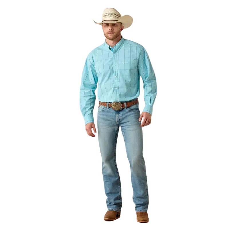 Ariat Men's Blue Elixer Plaid Pro Series Platt Button Down Western Shirt 10071577 - Image 3