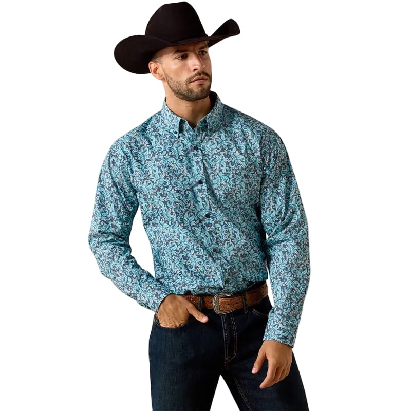 Ariat Men's Blue Elixir Phelps Classic Fit Western Shirt 10071602