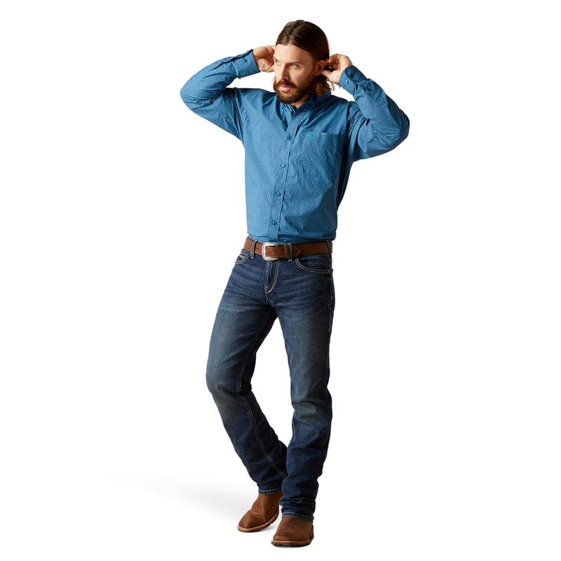 Ariat Men's Braxton Spellbound Teal Classic Fit Long Sleeve Western Shirt 10046222 - Image 3