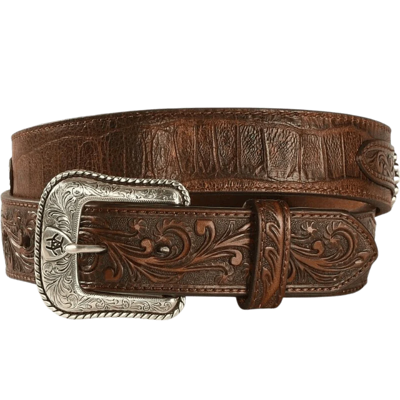 Ariat Men's Brown Floral Concho Overlay Belt A1022202