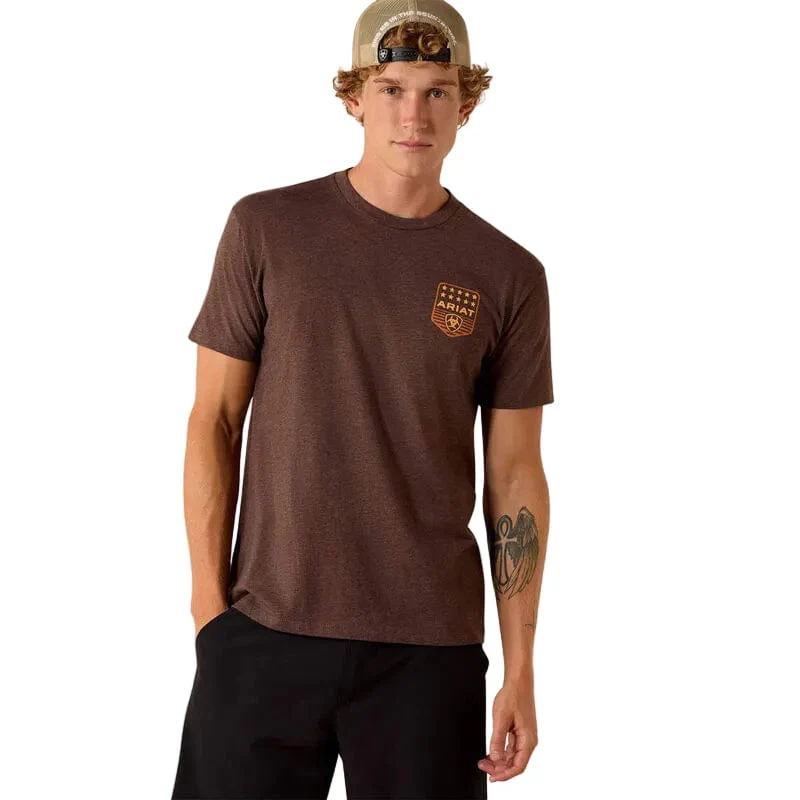 Ariat Men's Brown Heather Patriotic Badge T-Shirt 10073963