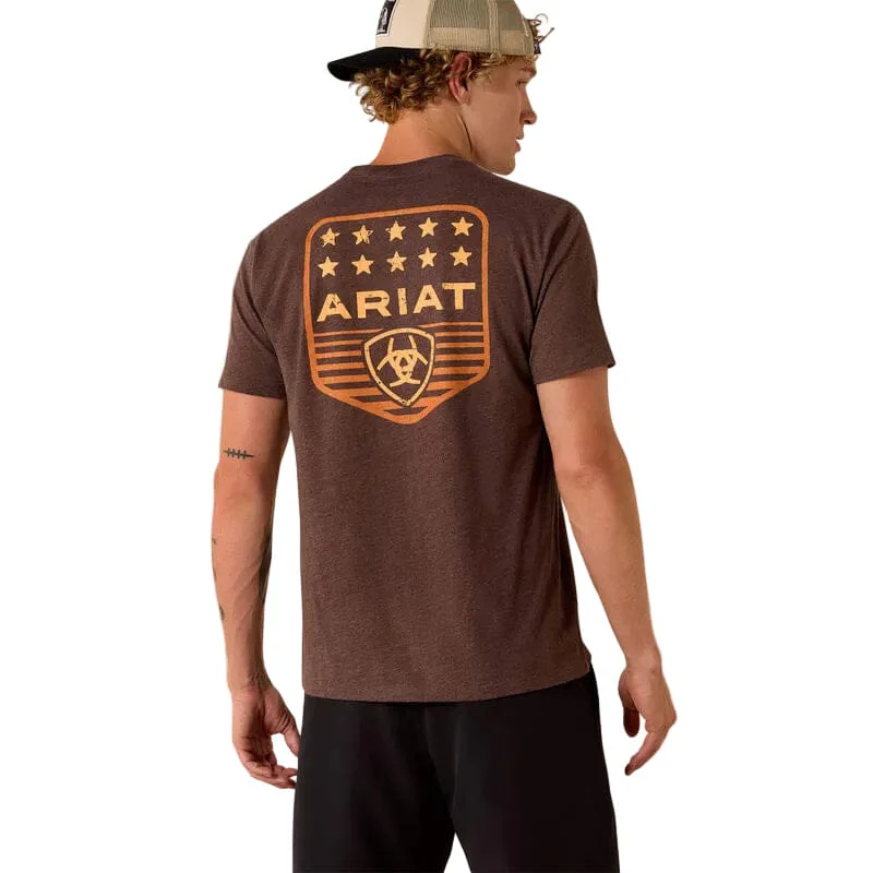 Ariat Men's Brown Heather Patriotic Badge T-Shirt 10073963 - Image 3