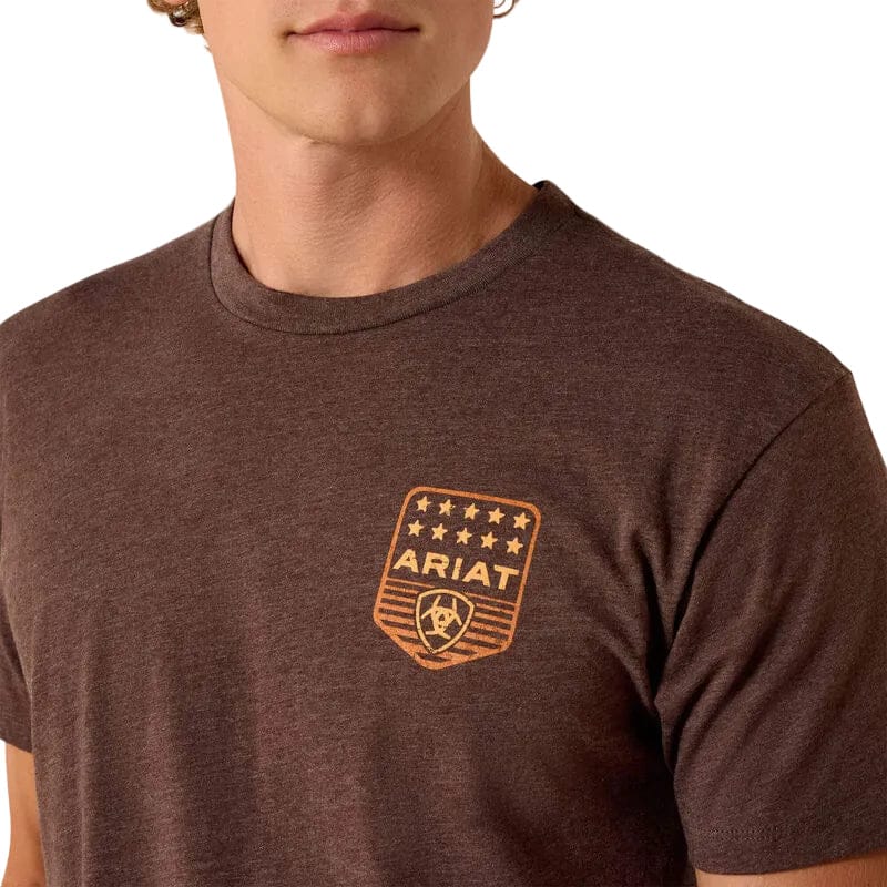 Ariat Men's Brown Heather Patriotic Badge T-Shirt 10073963 - Image 4