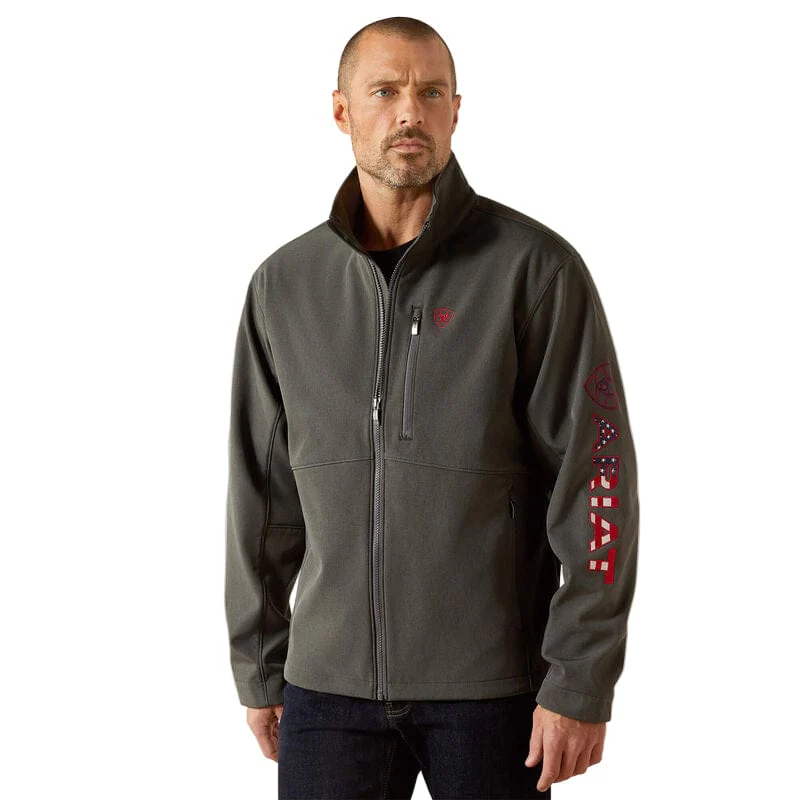Ariat Men's Charcoal Americana Logo Softshell Jacket 10062579