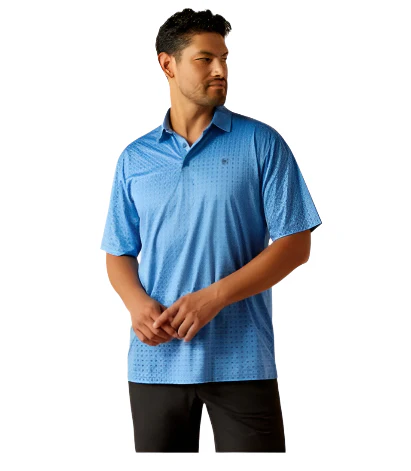 Ariat Men's Classic Blue Charger 2.0 Printed Polo Shirt 10058848