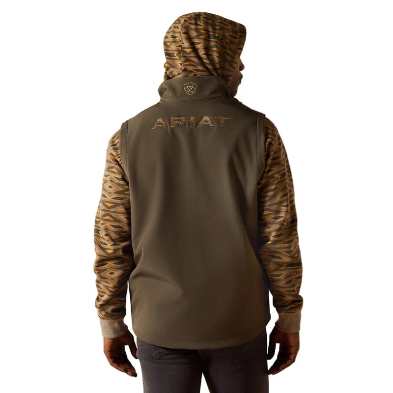 Ariat Men's Dark Green Heather Logo Softshell Vest 10062591 - Image 2