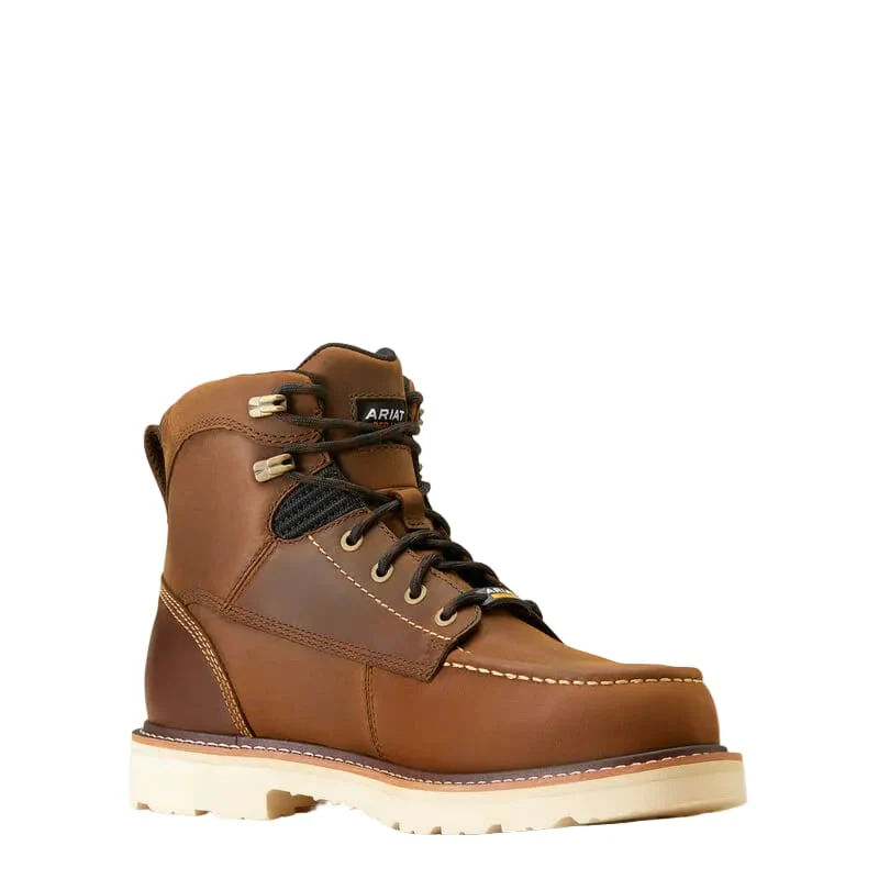 Ariat Men's Distressed Brown Rebar 6" Waterproof Comp Toe Work Boot 10046876