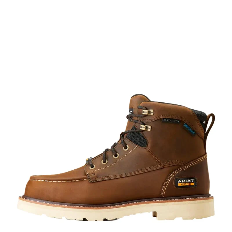 Ariat Men's Distressed Brown Rebar 6" Waterproof Comp Toe Work Boot 10046876 - Image 2