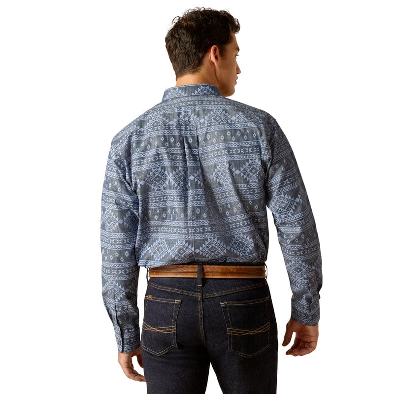 Ariat Men's Eddie Navy Classic Fit Long Sleeve Button Down Western Shirt 10051264 - Image 3