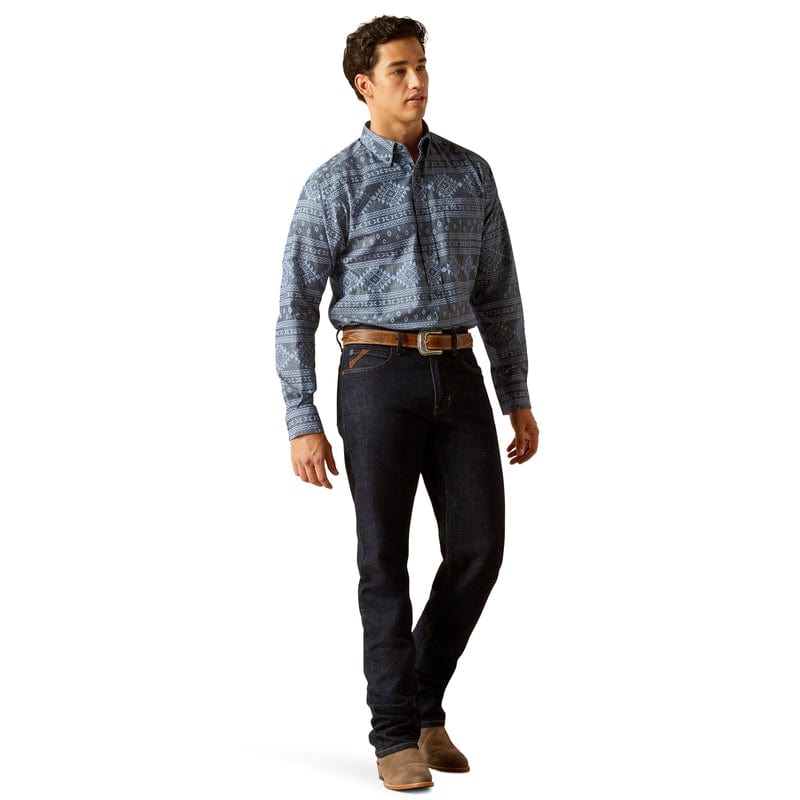 Ariat Men's Eddie Navy Classic Fit Long Sleeve Button Down Western Shirt 10051264 - Image 4