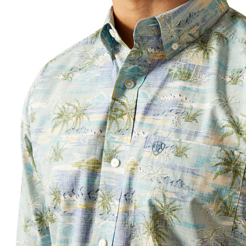 Ariat Men's Edwind Blue Havin Short Sleeve Classic Fit Shirt 10051259 - Image 2