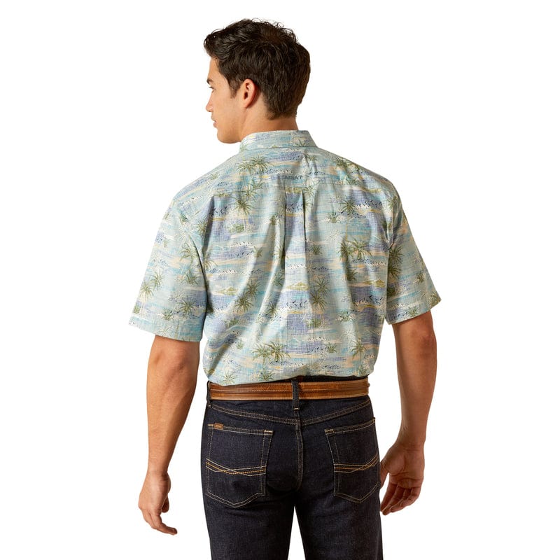 Ariat Men's Edwind Blue Havin Short Sleeve Classic Fit Shirt 10051259 - Image 3