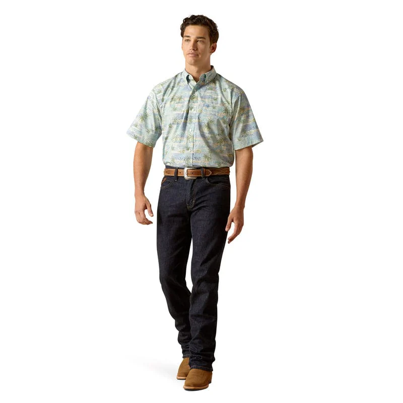 Ariat Men's Edwind Blue Havin Short Sleeve Classic Fit Shirt 10051259 - Image 4
