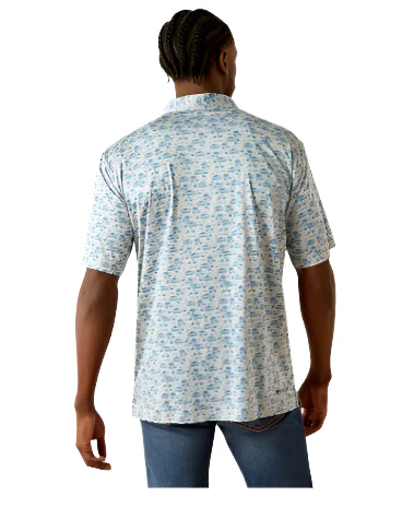 Ariat Men's Grey Heather Charger 2.0 Printed Polo Shirt 10058846 - Image 2