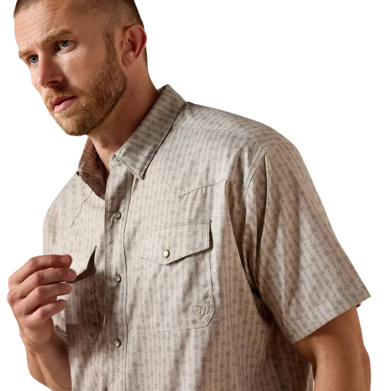 Ariat Men's Island Fossil Printed Western VentTek Snap Shirt 10071045 - Image 5