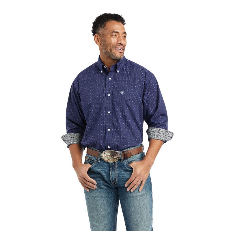 Ariat Men's Izik Midnight Sail Wrinkle Free Classic Fit Long Sleeve Shirt 10042320
