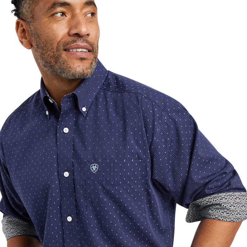 Ariat Men's Izik Midnight Sail Wrinkle Free Classic Fit Long Sleeve Shirt 10042320 - Image 3